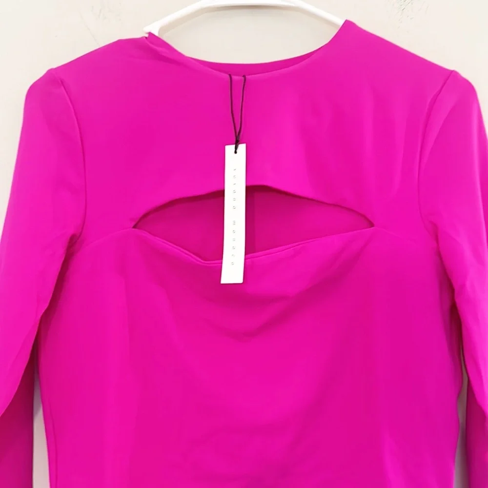 NWT Susana Monaco x Revolve Fuscia Cut Out Long Sleeved top blouse women size M